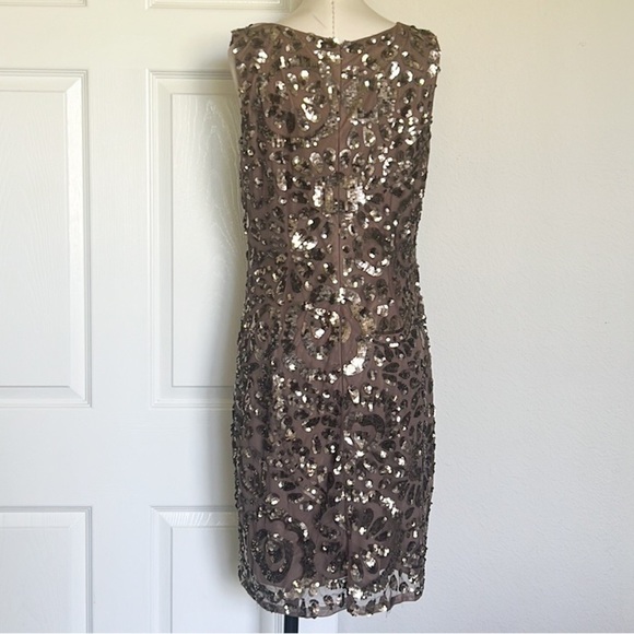 Pisarro Nights Beaded Taupe Mini Sleeveless Dress - Picture 2 of 8